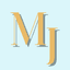 The image appears to be a stylized logo comprising the letters "Mj" in a bold, decorative font. The letters are rendered in a warm, golden-yellow color against a light blue background. The design conveys a sense of sophistication and elegance.